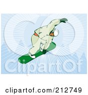 Royalty Free RF Clipart Illustration Of A Snowboarder In The Mountains 2
