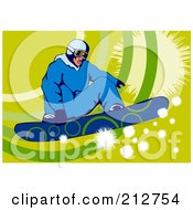 Poster, Art Print Of Snowboarder Over Green