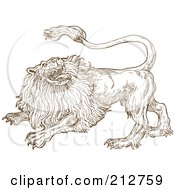Royalty Free RF Clipart Illustration Of A Sketched Brown Lion
