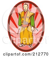 Royalty Free RF Clipart Illustration Of A Standing Samurai Warrior Logo