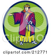 Royalty Free RF Clipart Illustration Of A Pointing Samurai Logo
