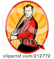 Royalty Free RF Clipart Illustration Of A Samurai Warrior With A Sword