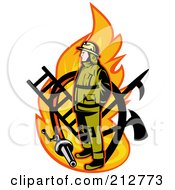 Poster, Art Print Of Flame And Fireman Logo