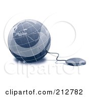 Poster, Art Print Of Computer Mouse Wired To A 3d Globe