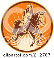 Royalty Free RF Clipart Illustration Of A Logo Of A Jumping Equestrian And Horse