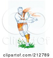 Royalty Free RF Clipart Illustration Of A Rugby Player Catching A Ball