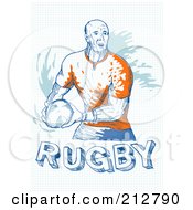 Royalty Free RF Clipart Illustration Of A Rugby Player With A Ball