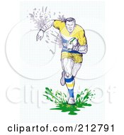 Royalty Free RF Clipart Illustration Of A Rugby Player Running With A Ball