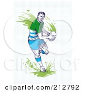 Royalty Free RF Clipart Illustration Of A Rugby Player Running Through Mud With A Ball