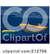 Royalty Free RF Clipart Illustration Of A Boat At Sea