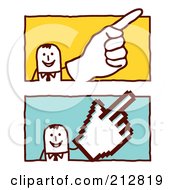 Royalty Free RF Clipart Illustration Of A Digital Collage Of Stick Business Men Pointing