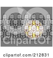 Royalty Free RF Clipart Illustration Of A Light Shining Down On Stick Business Men Standing In Rows by NL shop