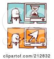 Royalty Free RF Clipart Illustration Of A Digital Collage Of Stick Men With Computers