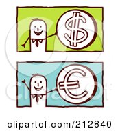 Royalty Free RF Clipart Illustration Of A Digital Collage Of Stick Business Men With Coins by NL shop