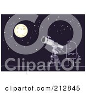 Poster, Art Print Of Stick Man Using A Telescope To View The Night Sky
