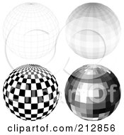 Poster, Art Print Of Digital Collage Of A Wire Frame Sphere And Disco Balls - 1