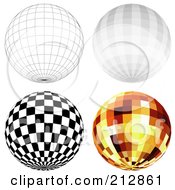 Poster, Art Print Of Digital Collage Of A Wire Frame Sphere And Disco Balls - 2
