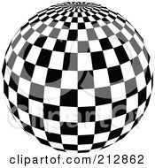 Poster, Art Print Of Checkered Black And White Disco Ball With The Top In View