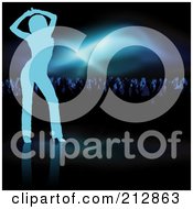 Poster, Art Print Of Background Of A Blue Silhouetted Woman Dancing Near A Crowd Under Blue Lights