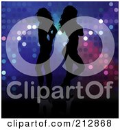 Background Of Two Silhouetted Women Standing Back To Back Over Sparkles
