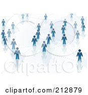 Poster, Art Print Of Networked Group Of Blue People