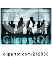 Royalty Free RF Clipart Illustration Of A Team Of International Business People By In An Airport Near An Atlas by dero