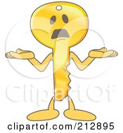 Golden Key Mascot Character Shrugging