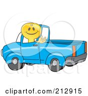 Golden Key Mascot Character Driving A Truck