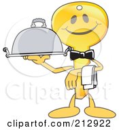 Poster, Art Print Of Golden Key Mascot Character Serving A Platter