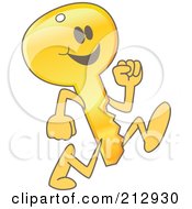 Golden Key Mascot Character Running