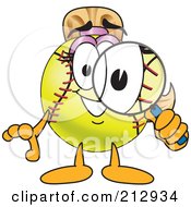 Poster, Art Print Of Girly Softball Mascot Character Using A Magnifying Glass