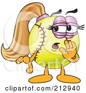 Royalty Free RF Clipart Illustration Of A Girly Softball Mascot Character Whispering by Mascot Junction