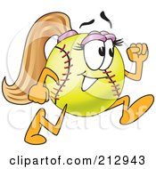 Girly Softball Mascot Character Running