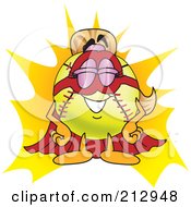 Royalty Free RF Clipart Illustration Of A Girly Softball Mascot Character Super Hero by Mascot Junction
