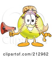 Royalty Free RF Clipart Illustration Of A Girly Softball Mascot Character Holding A Megaphone