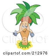 Royalty Free RF Clipart Illustration Of A Palm Tree Guy With Coconuts