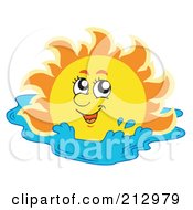 Poster, Art Print Of Happy Sun Swimming