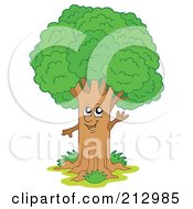 Royalty Free RF Clipart Illustration Of A Happy Waving Tree by visekart