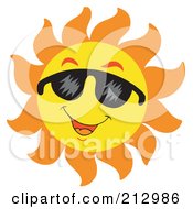 Royalty Free RF Clipart Illustration Of A Happy Sun Smiling With Shades