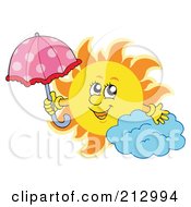 Poster, Art Print Of Summer Time Sun With An Umbrella By A Cloud