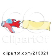 Poster, Art Print Of Red Airplane In Flight Trailing A Blank Banner