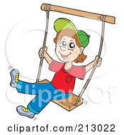 Poster, Art Print Of Little Boy Having Fun On A Swing