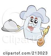 Royalty Free RF Clipart Illustration Of A Chef Hat Holding A Spoon And Platter