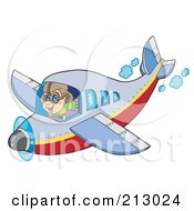 Poster, Art Print Of Happy Pilot Flying An Airplane