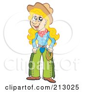 Royalty Free RF Clipart Illustration Of A Happy Cowgirl Woman by visekart