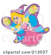 Poster, Art Print Of Happy Blond Fairy With Butterfly Wings