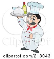 Poster, Art Print Of Friendly Chef Holding A Platter Of Food