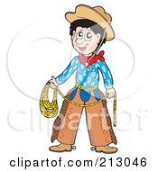 Poster, Art Print Of Happy Cowboy Holding His Lasso