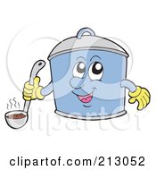 Poster, Art Print Of Happy Pot Character Holding A Ladle Of Soup