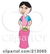 Poster, Art Print Of Asian Woman In A Pink Sari